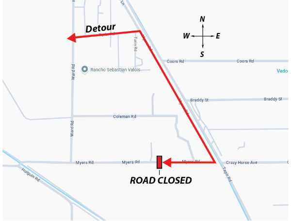 Myers Rd closure